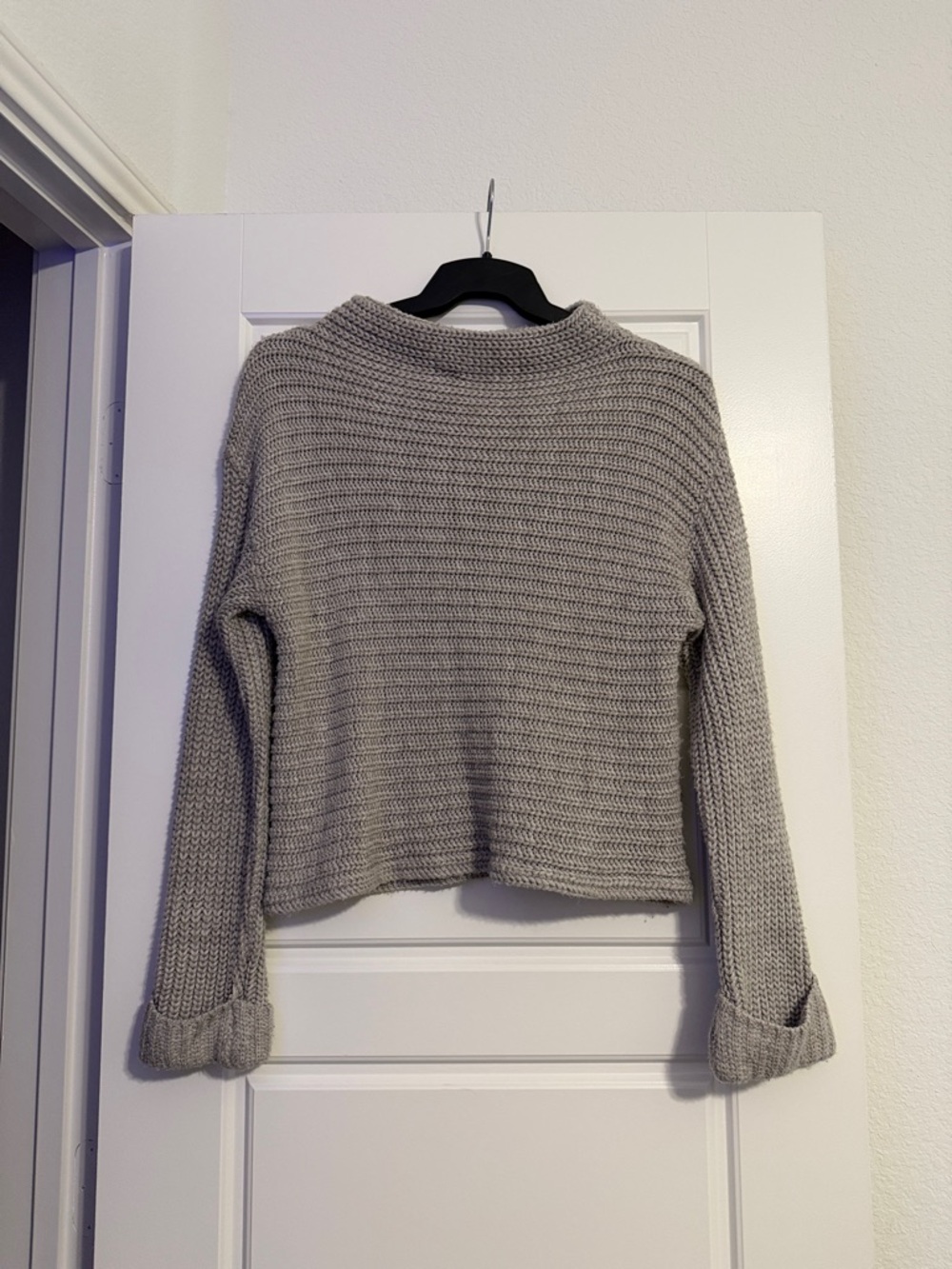 a.n.a Light Gray Chunky Knit Crewneck Sweater